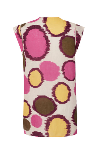 Renkli Yuvarlak Desenli Salaş Gömlek