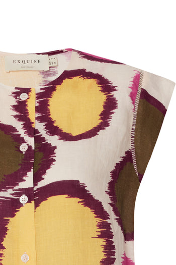 Renkli Yuvarlak Desenli Salaş Gömlek