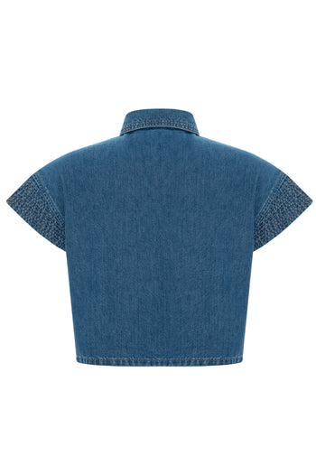 Jean Görünümlü Cepli Gömlek Tasarımı