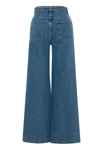 Kemer Detaylı ve Bol Paçalı Jean