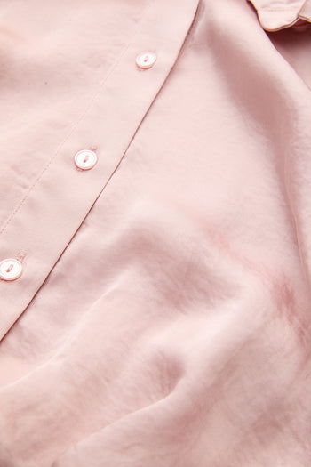 Eteği Lastikli Düğmeli Manşetli Regular Pembe Gömlek