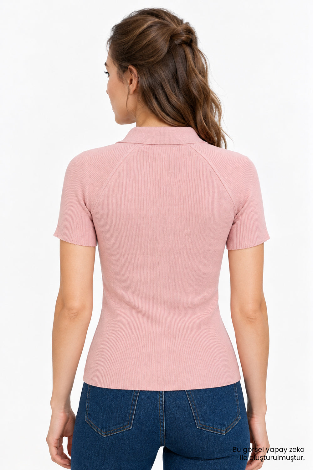 Reglan Kol Yakalı Slim Fit Pembe Triko Hırka