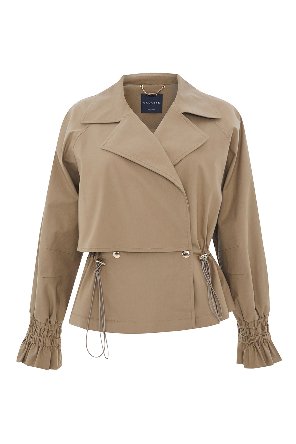 Gömlek Yaka Reglan Kol Regular Astarlı Pamuklu Camel Ceket
