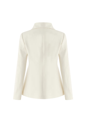 Erkek Yaka Fermuarlı Slim Fit Krem Ceket