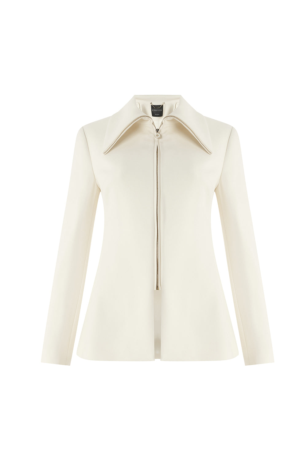 Erkek Yaka Fermuarlı Slim Fit Krem Ceket