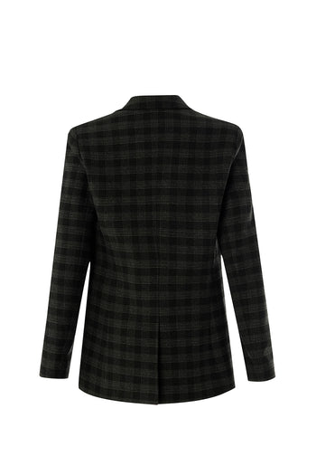 Ekose Taş Detaylı Cepli Regular Astarlı Antrasit Blazer Ceket