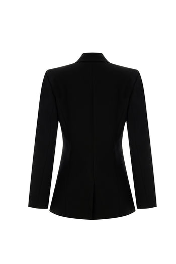 Vatkalı Astarlı Slim Fit Cepli Siyah Ceket