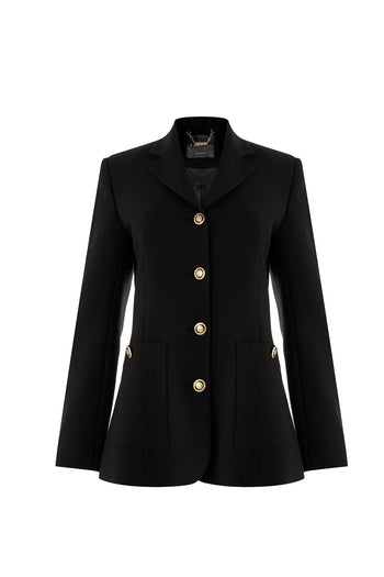 Vatkalı Astarlı Slim Fit Cepli Siyah Ceket
