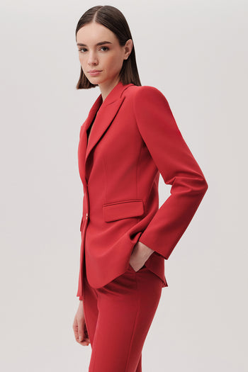 Uzun Kollu Cepli Slim Fit Kırmızı Blazer Ceket