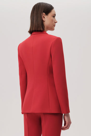 Uzun Kollu Cepli Slim Fit Kırmızı Blazer Ceket