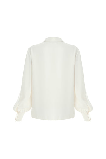 Gömlek Yaka Uzun Kollu Dmla Yaka Regular Krem Bluz