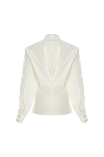 Gold Düğmeli Uzun Reglan Kollu Regular Kemik Gömlek