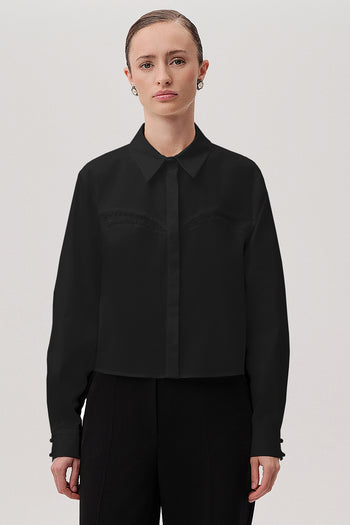 Pamuklu Uzun Kol Kristal Taşlı Slim Fit Gömlek