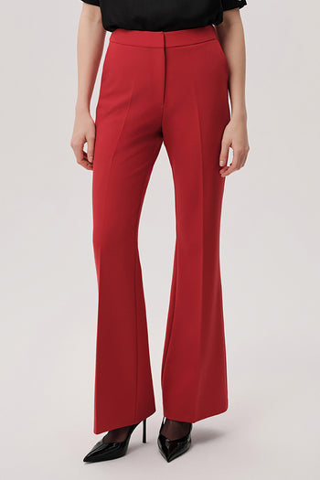 İspanyol Paçalı Regular Cepli Kırmızı Pantolon