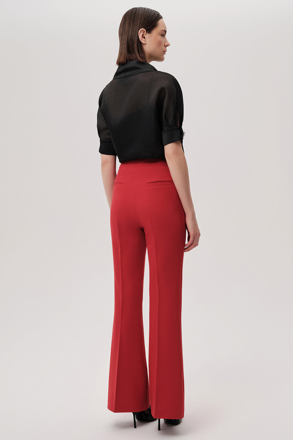 İspanyol Paçalı Regular Cepli Kırmızı Pantolon