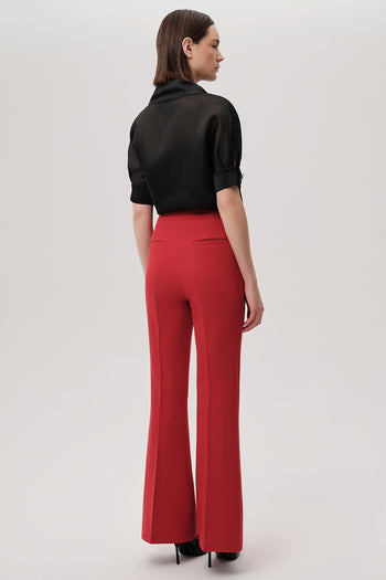 İspanyol Paçalı Regular Cepli Kırmızı Pantolon