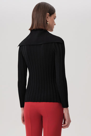 Şal Yaka Düğmeli Uzun Kollu Triko Regular Siyah Hırka