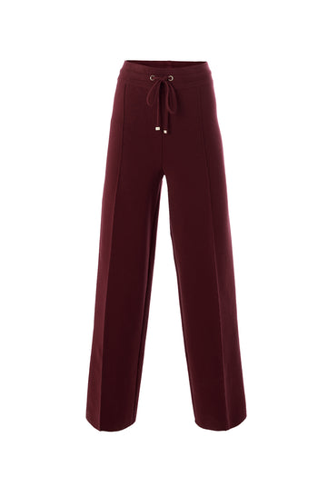 Bağcıklı Regular Triko Vişne Pantolon