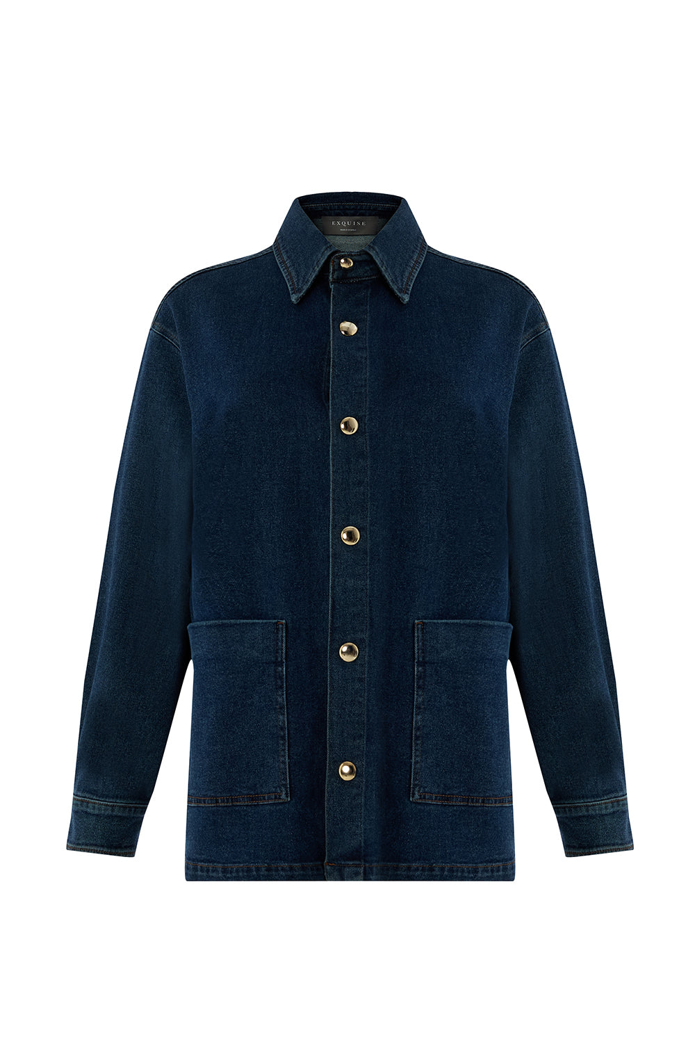 Metal Düğme Detaylı Regular Cepli Denim İndigo Ceket