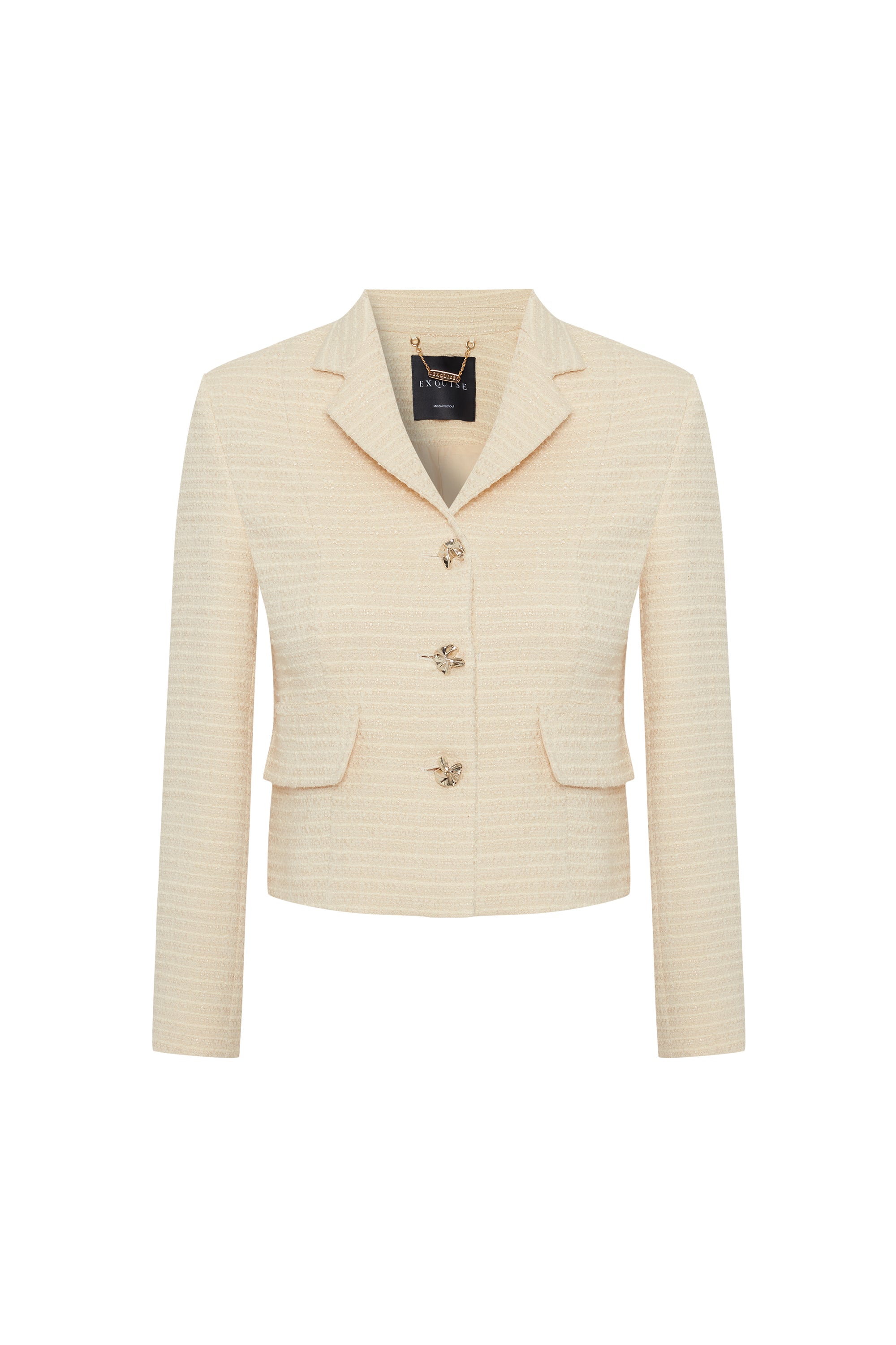 Kruvaze Cepli Regular Fit Ekru Ceket