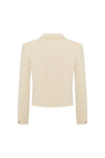 Kruvaze Cepli Regular Fit Ekru Ceket