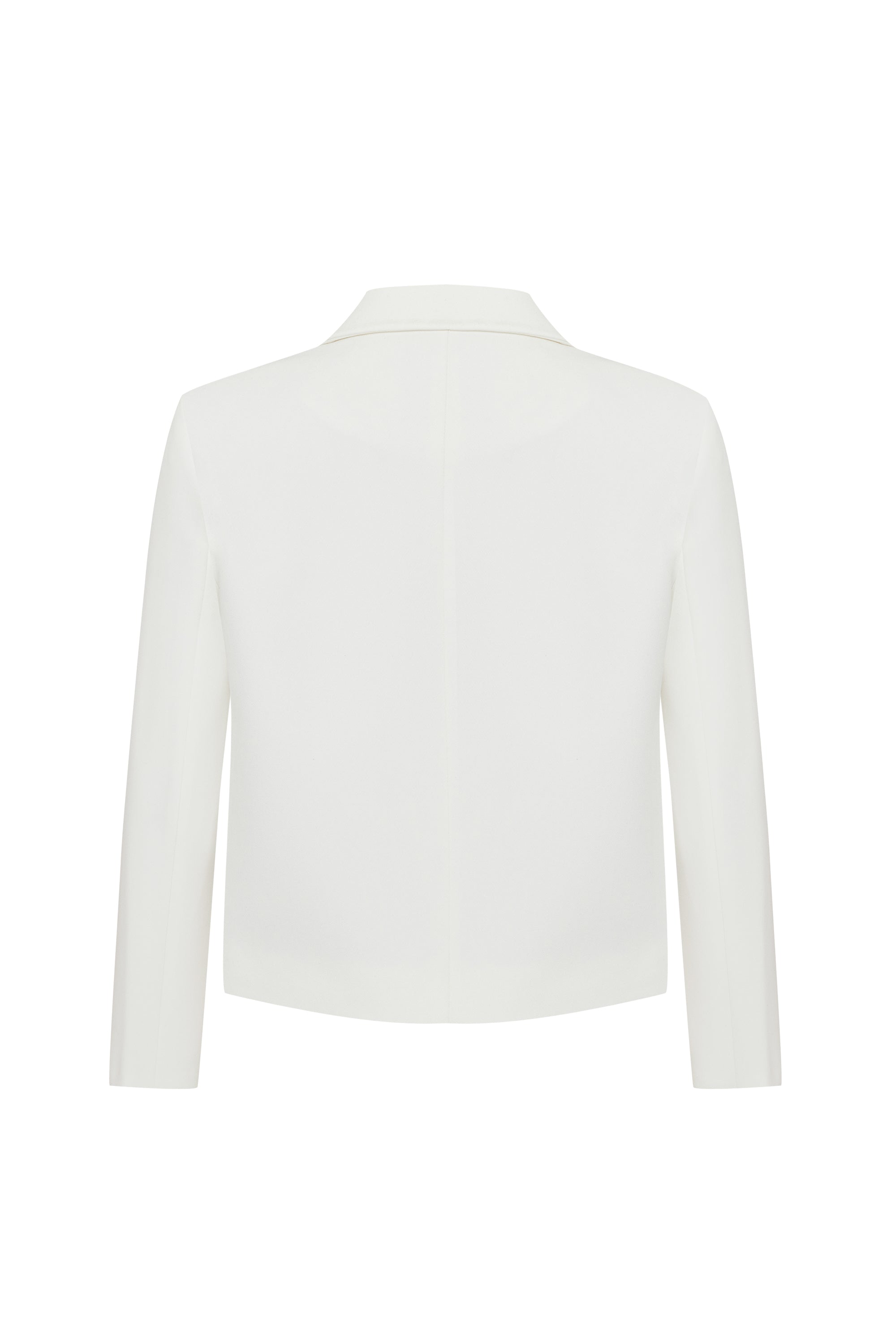 Gömlek Yaka Cepli Regular Fit Kısa Beyaz Ceket