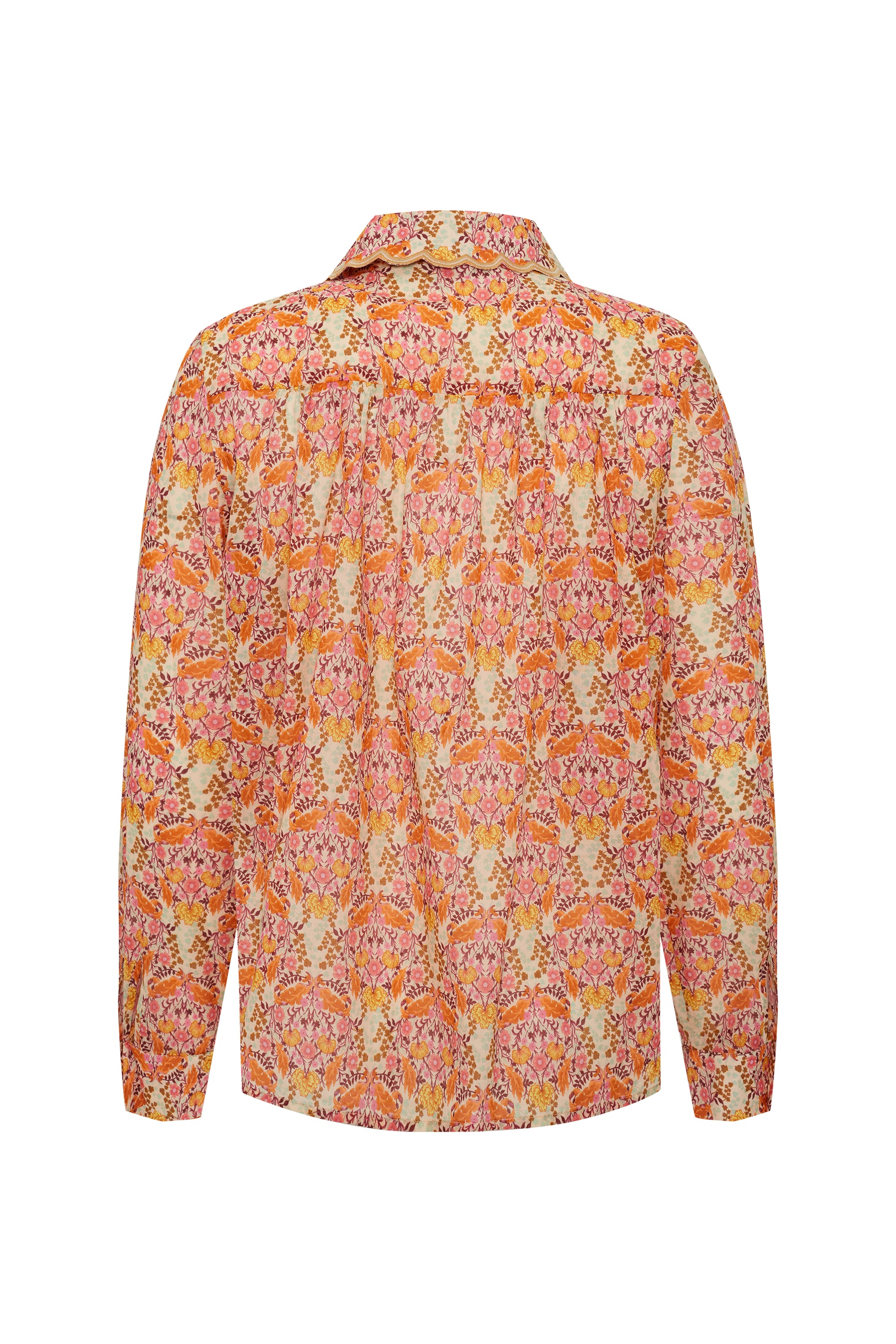 Yaka Detaylı Regular Fit Çiçek Desenli Gömlek