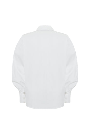 Çiçek Dikiş Detaylı Pamuk Regular Kemik Gömlek