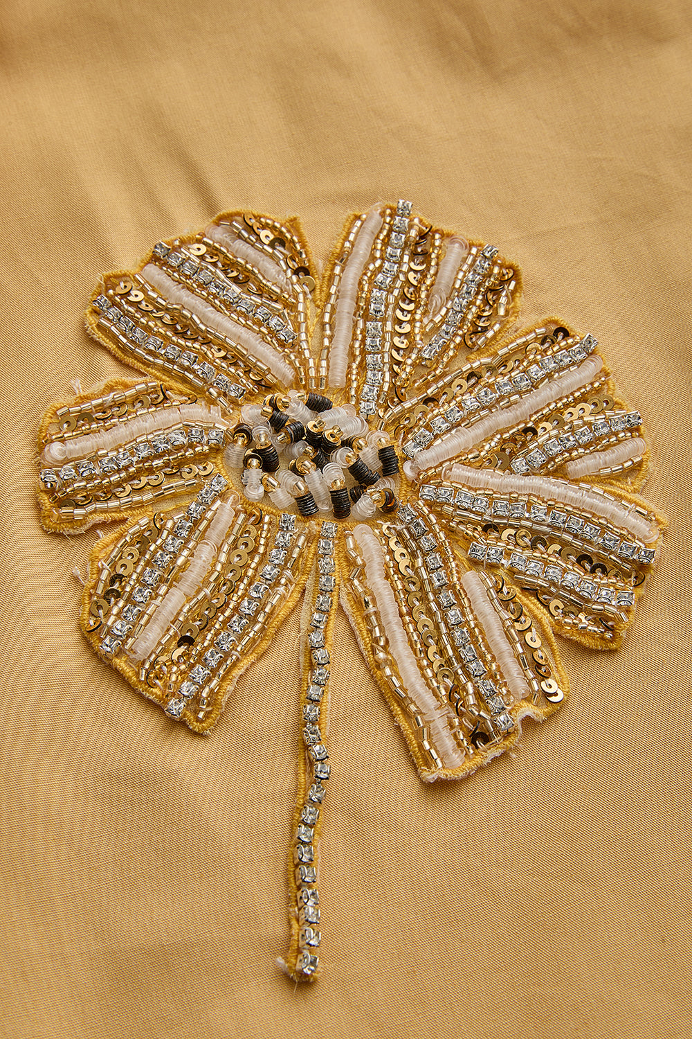 Gömlek Yaka Kısa Kollu Taş İşlemeli Pamuklu Regular Fit Camel Gömlek