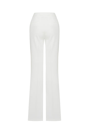 Yüksek Bel Geniş Paçalı Beyaz Pantolon