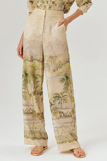 Tropikal Desenli Palazzo Pantolon