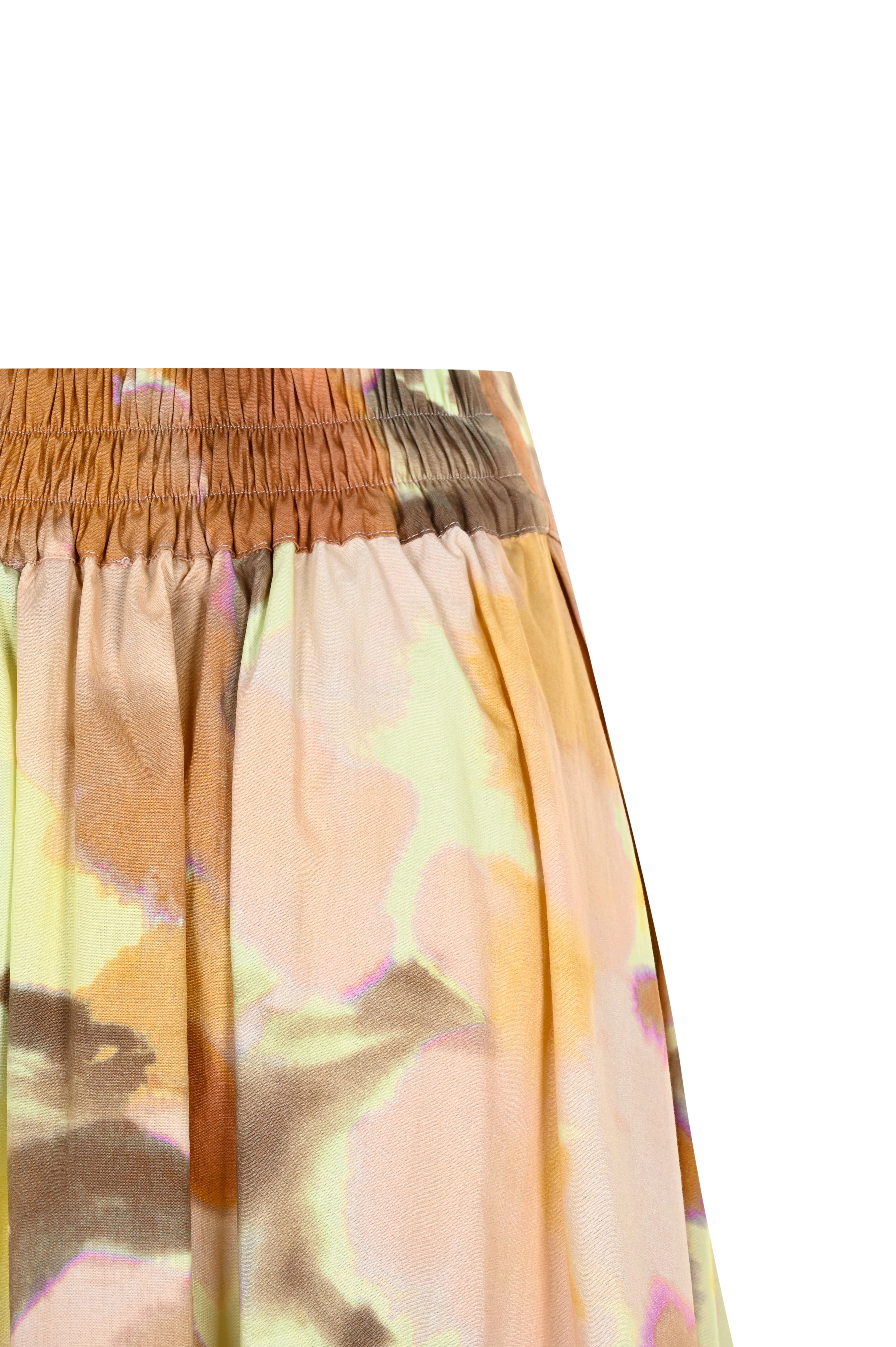 Cepli Pamuklu Bol Kesim Soyut Desen Midi Etek