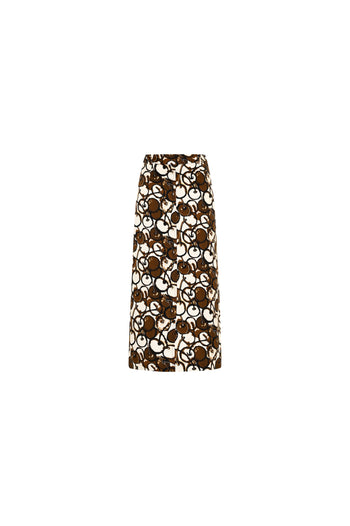 Cepli Midi Boy Desenli Dar Kesim Etek