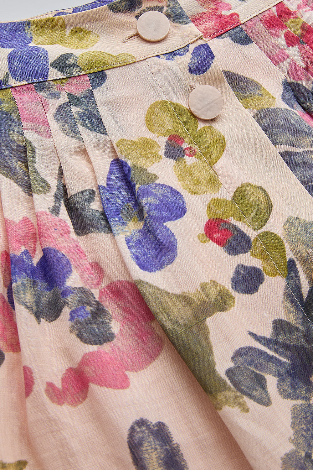 Önden Düğmeli Midi Boy Cepli Floral Desen Etek