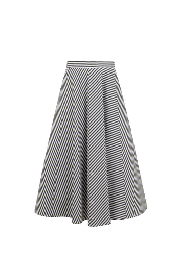 Şerit Desenli Regular Midi Boy Kloş Etek