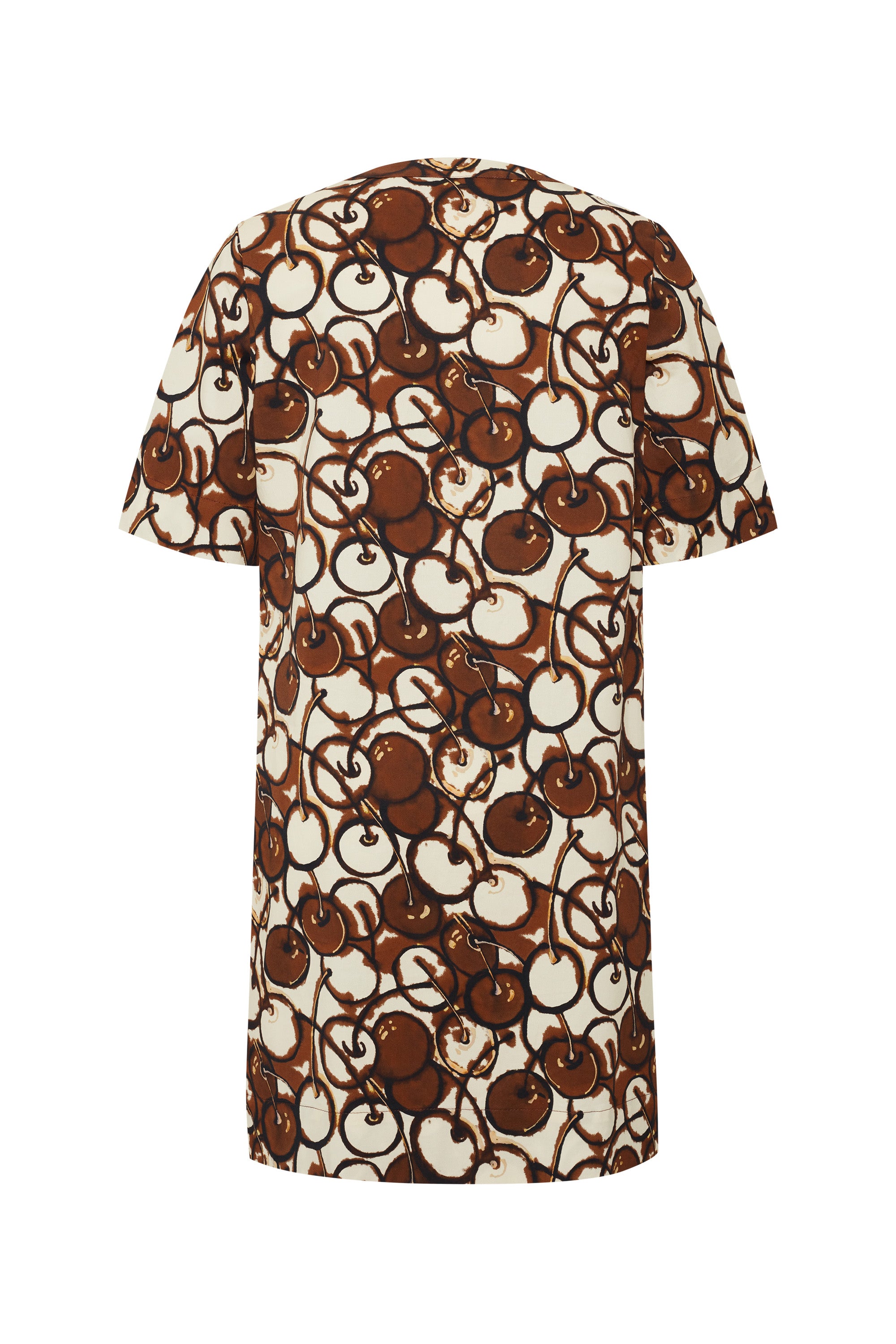 Düğmeli Bisiklet Yakalı Kısa Kol Desenli Mini Elbise