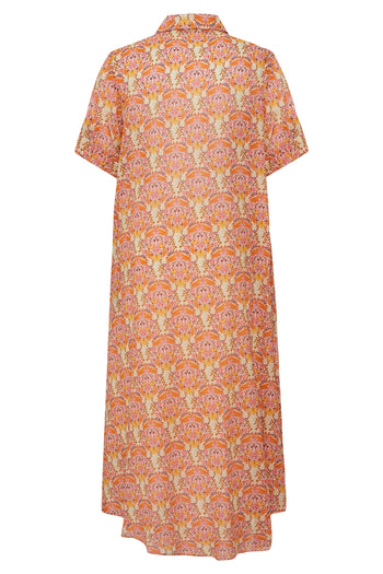 Midi Boy Çiçek Desenli Gömlek Elbise