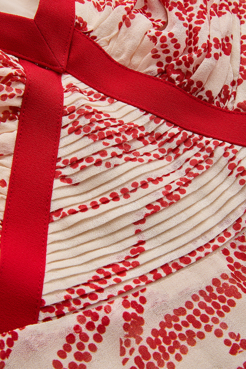 Desenli Kırmızı Biyeli Askılı Regular Midi Rayon Şifon Elbise