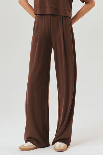 Beli Lastikli Yüksek Bel Rahat Kesim Modal Karışımlı Örme Pantolon