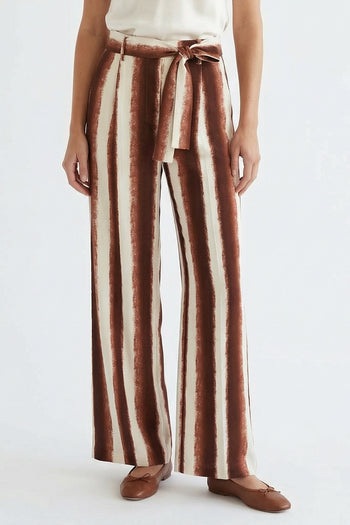 Çizgili Desenli Bol Paça Regular Pantolon