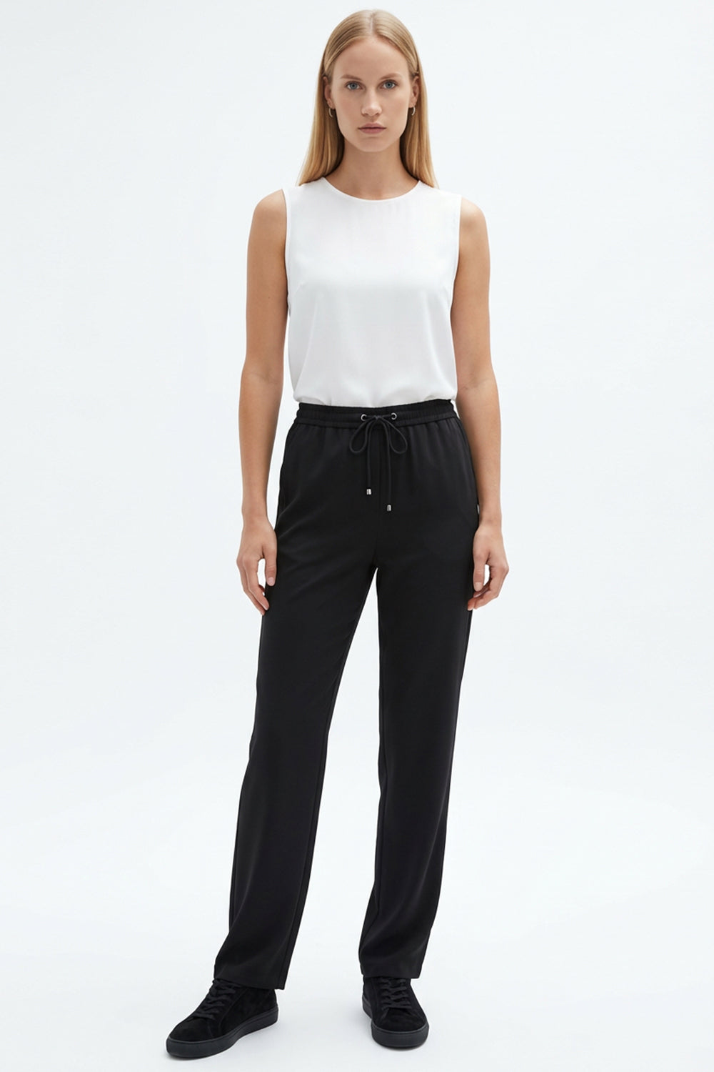 Lastikli Bel Bağcıklı Regular Pantolon