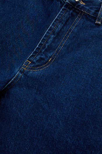 Geniş Paça Cepli Fermuarlı Regular Denim Lacivert Pantolon