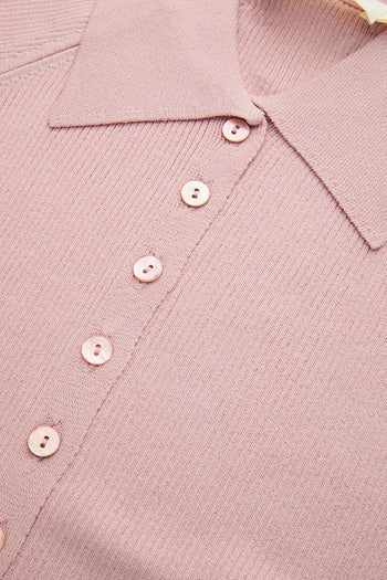 Reglan Kol Yakalı Slim Fit Pembe Triko Hırka