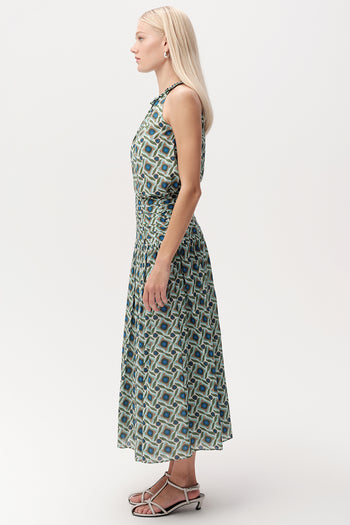 Beli Büzgülü Fermuarlı Regular Midi Çok Renkli Etek