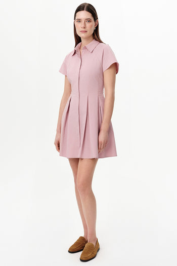 Reglan Kol Pileli Mini Regular Pembe Elbise