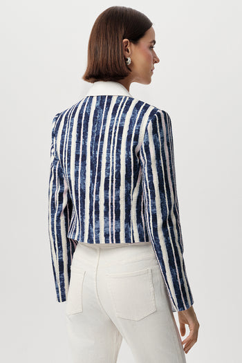 Bisiklet Yaka Vatkalı Gofre Regular Saks Kemik Ceket