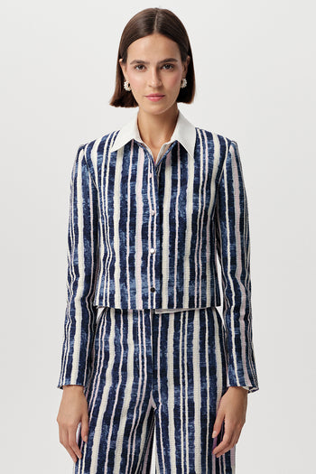 Bisiklet Yaka Vatkalı Gofre Regular Saks Kemik Ceket