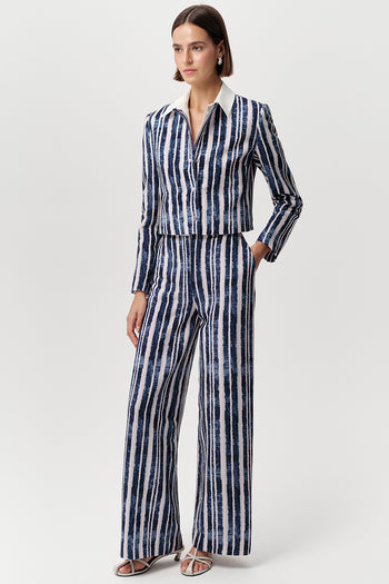 Bisiklet Yaka Vatkalı Gofre Regular Saks Kemik Ceket