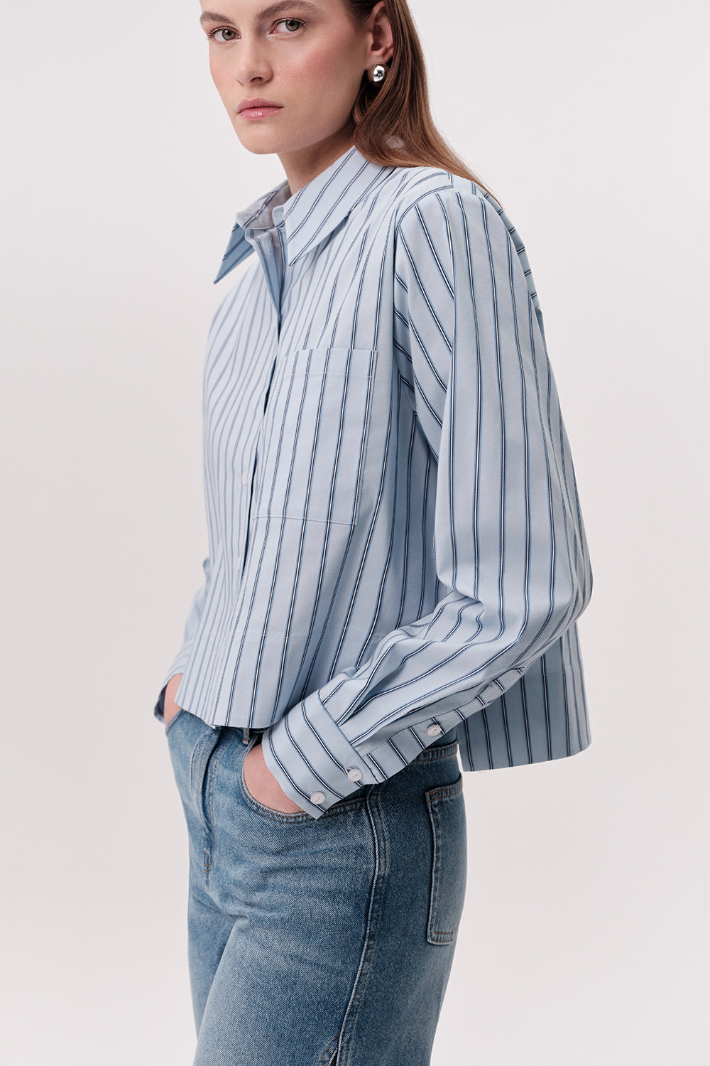 Gömlek Yaka Yanları Yırtmaçlı Çizgili Regular Çok Renkli Gömlek