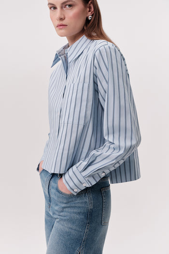 Gömlek Yaka Yanları Yırtmaçlı Çizgili Regular Çok Renkli Gömlek